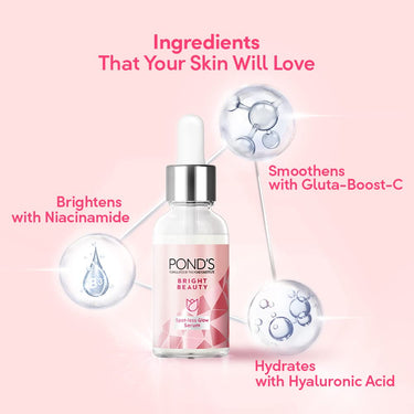 Pond's  Bright Beauty Spot-less Glow Serum, 30ml & POND's Super Light Gel Oil Free Face Moisturizer 73 g, With Hyaluronic Acid & Vitamin E for Fresh Glowing Skin & 24 hr Hydration - Daily Use